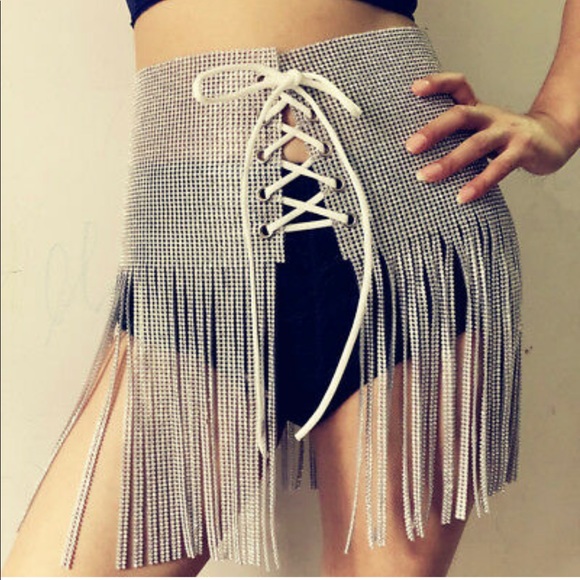💫burning man festival rhinestones belt skirt - Picture 7 of 7
